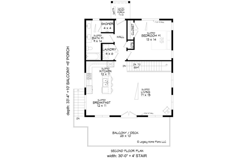 Contemporary Style House Plan - 1 Beds 2 Baths 1000 Sq/Ft Plan #932-944 ...