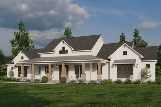 Exterior - Front Elevation 3 for Farmhouse House Plan #923-365 - 4 bed, 3.5 bath