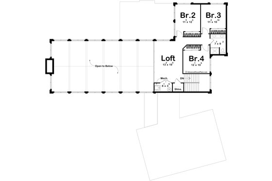 Floor Plan - Upper Floor for Contemporary House Plan #455-511 - 4 bed, 2.5 bath