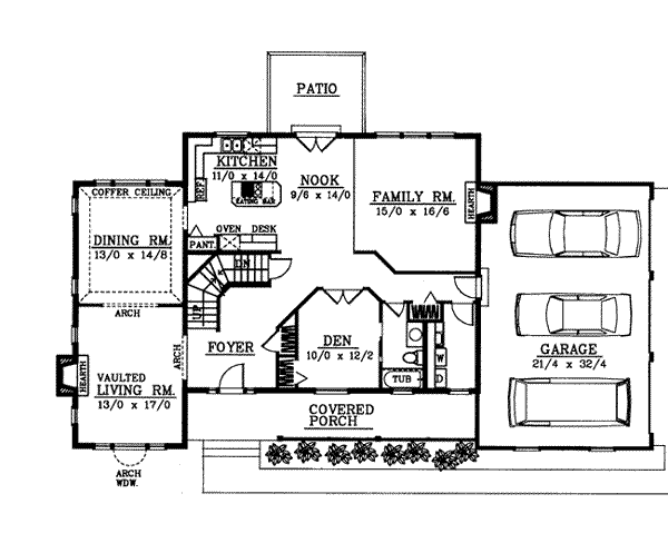 Architectural House Design - Traditional Floor Plan - Main Floor Plan #94-212