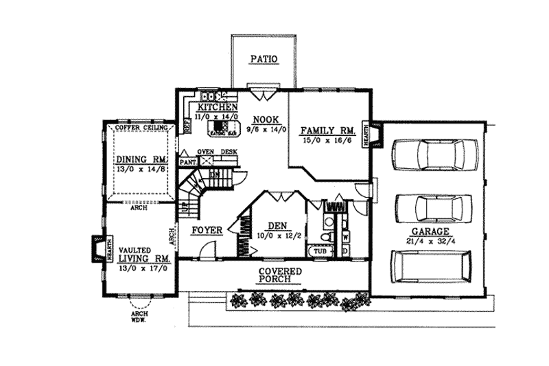 Architectural House Design - Floor Plan - Main Floor for Traditional House Plan #94-212 - 4 bed, 3 bath
