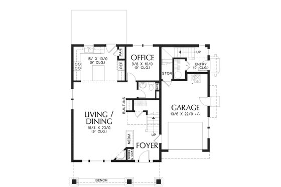 Floor Plan - Main Floor for Craftsman House Plan #48-930 - 4 bed, 3.5 bath