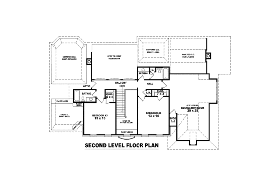 Floor Plan - Upper Floor for Colonial House Plan #81-1593 - 3 bed, 4 bath