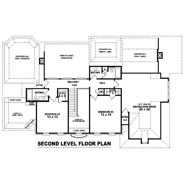 Colonial Floor Plan - Upper Floor Plan #81-1593