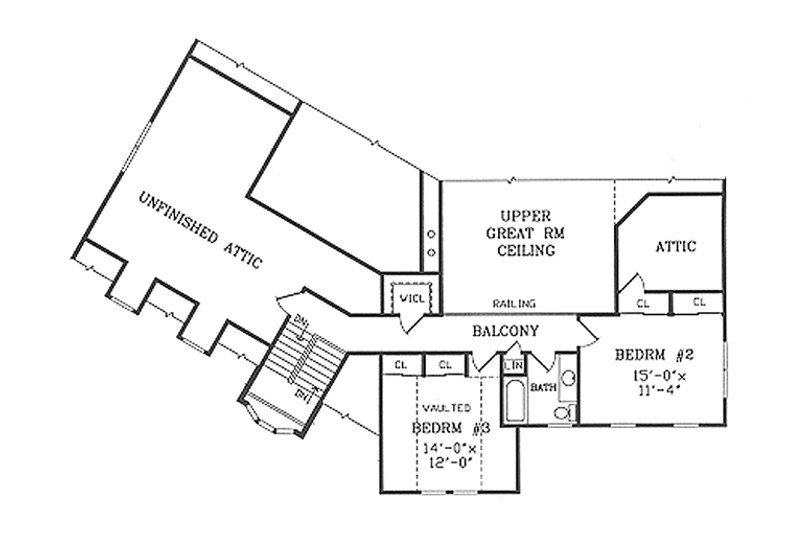 House Blueprint - Floor Plan - Upper Floor for Country House Plan #314-286 - 3 bed, 2.5 bath