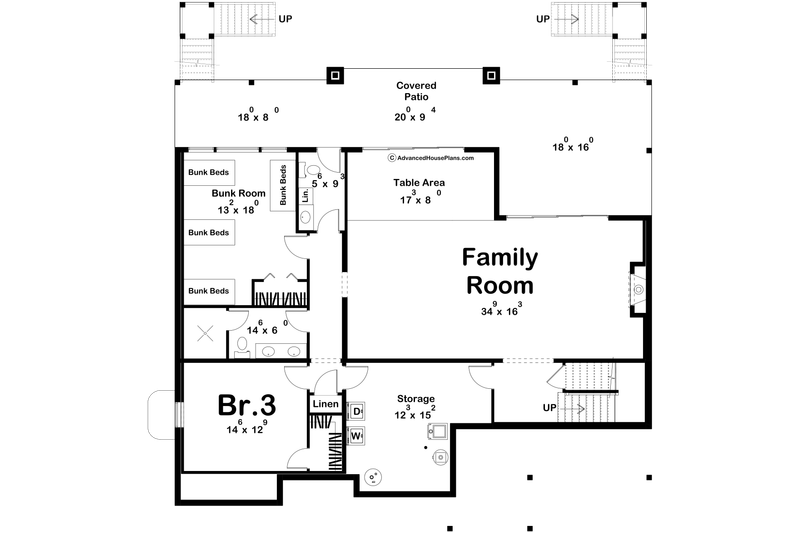 Architectural House Design - Floor Plan - Lower Floor for Beach House Plan #455-779 - 2 bed, 2.5 bath