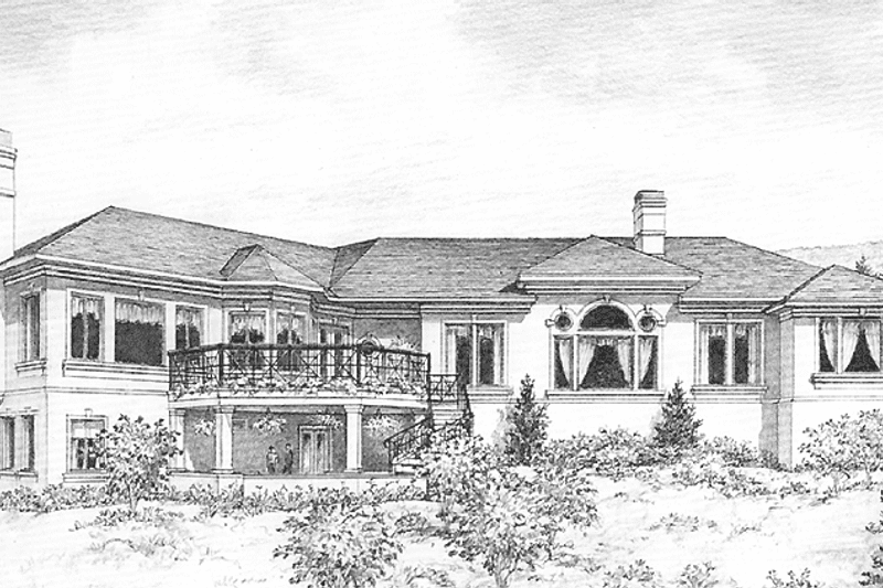 Home Plan - Exterior - Rear Elevation for Mediterranean House Plan #1021-1 - 4 bed, 4 bath