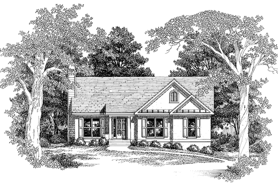 Exterior - Front Elevation 3 for Ranch House Plan #927-443 - 3 bed, 2 bath