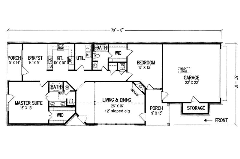 Home Plan - Floor Plan - Main Floor for Traditional House Plan #45-532 - 2 bed, 2 bath