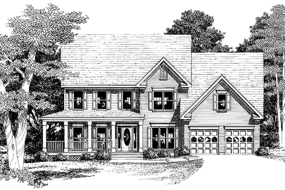 Exterior - Front Elevation 3 for Country House Plan #927-80 - 5 bed, 4 bath