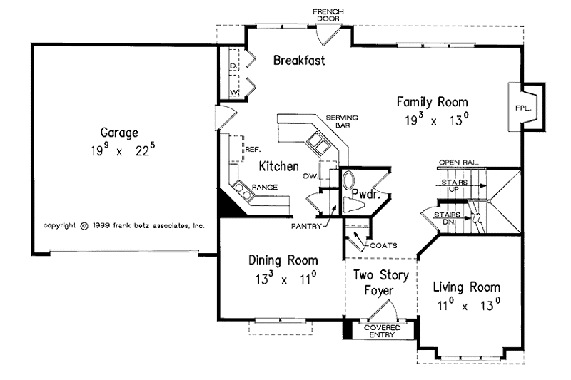 Home Plan - Floor Plan - Main Floor for Colonial House Plan #927-704 - 4 bed, 2.5 bath