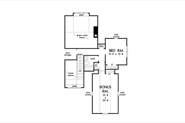 House Blueprint - Cottage Floor Plan - Upper Floor Plan #929-1158