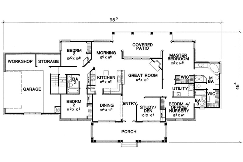 Home Plan - Floor Plan - Main Floor for Country House Plan #472-329 - 4 bed, 3 bath