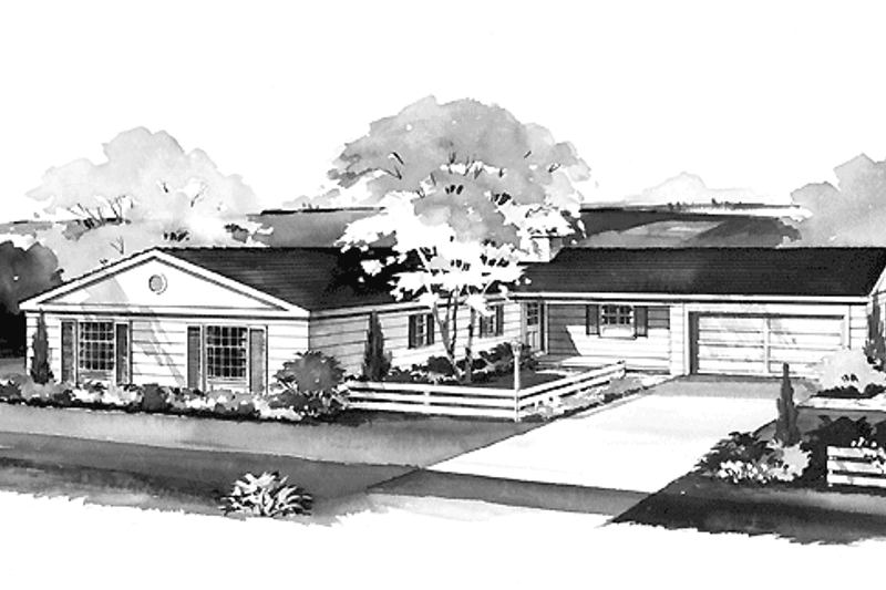 House Blueprint - Ranch Exterior - Front Elevation Plan #72-508