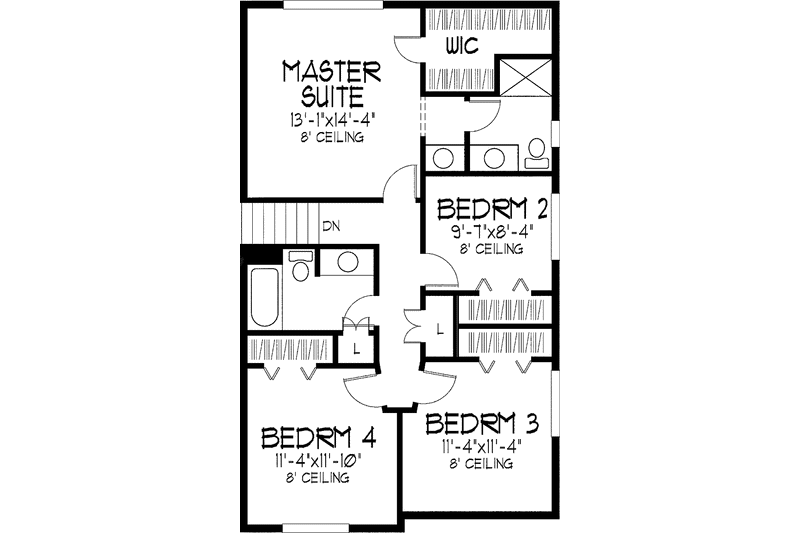Home Plan - Floor Plan - Upper Floor for Craftsman House Plan #51-855 - 4 bed, 3 bath