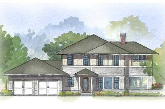 Exterior - Front Elevation for Prairie House Plan #901-97 - 3 bed, 3.5 bath