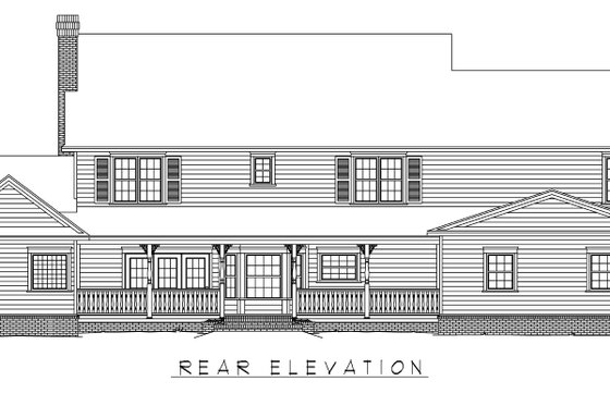 Exterior - Rear Elevation for Country House Plan #11-233 - 5 bed, 2.5 bath