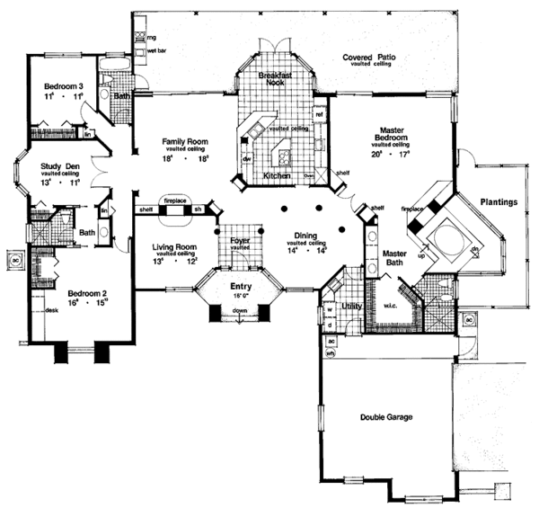 Architectural House Design - Mediterranean Floor Plan - Main Floor Plan #417-474
