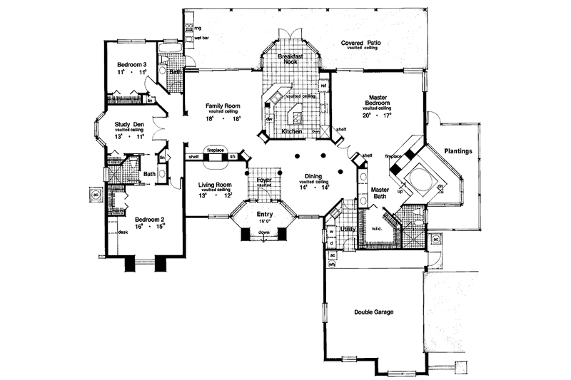 Dream House Plan - Floor Plan - Main Floor for Mediterranean House Plan #417-474 - 3 bed, 3 bath