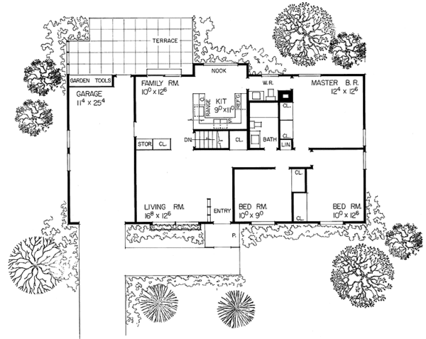 Architectural House Design - Ranch Floor Plan - Main Floor Plan #72-827
