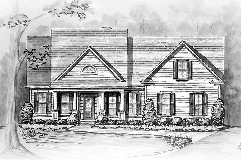 House Design - Country Exterior - Front Elevation Plan #54-195