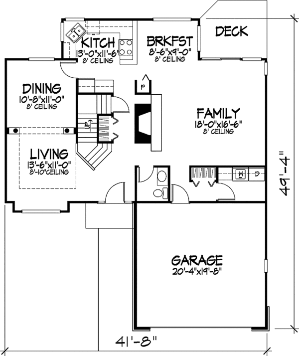 Architectural House Design - Traditional Floor Plan - Main Floor Plan #320-575