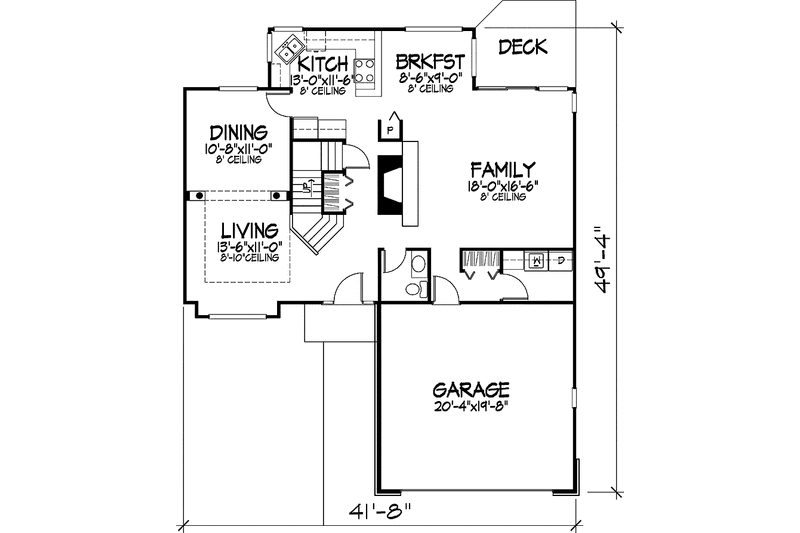 Architectural House Design - Floor Plan - Main Floor for Traditional House Plan #320-575 - 4 bed, 2.5 bath