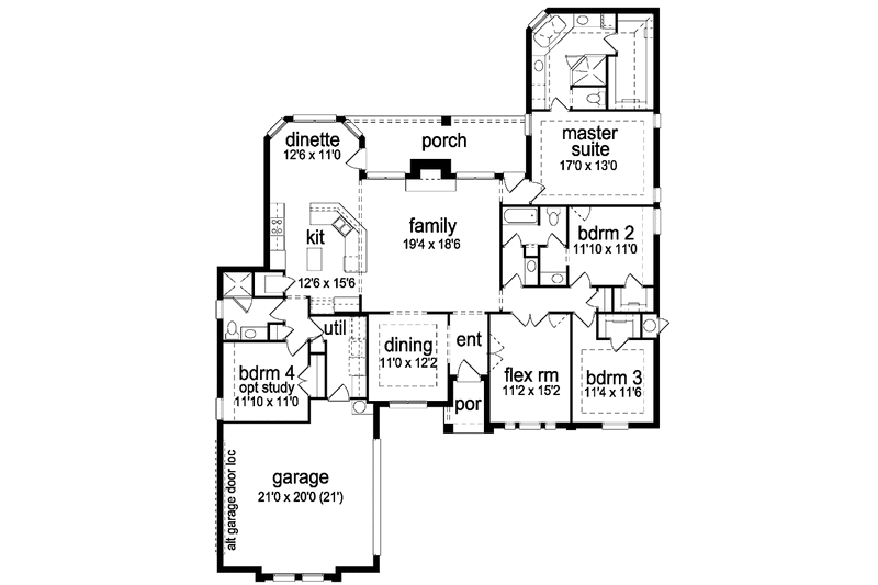 House Design - Floor Plan - Main Floor for Traditional House Plan #84-696 - 4 bed, 3 bath