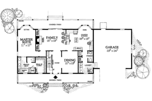 Floor Plan - Main Floor for Country House Plan #72-1052 - 4 bed, 2.5 bath