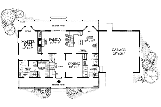 Floor Plan - Main Floor for Country House Plan #72-1052 - 4 bed, 2.5 bath