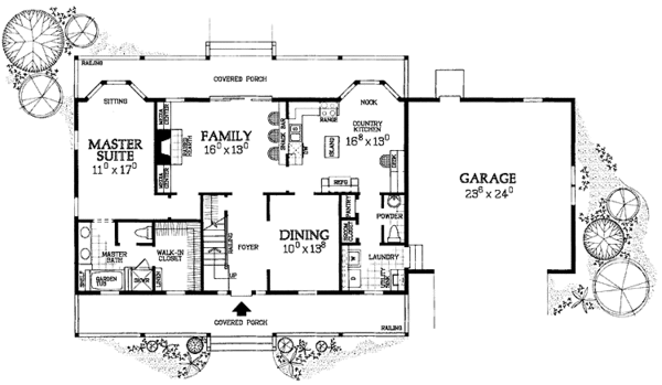 House Blueprint - Country Floor Plan - Main Floor Plan #72-1052