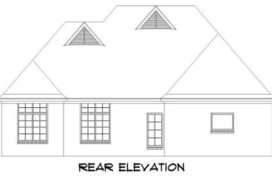 Exterior - Rear Elevation for European House Plan #424-296 - 3 bed, 2 bath