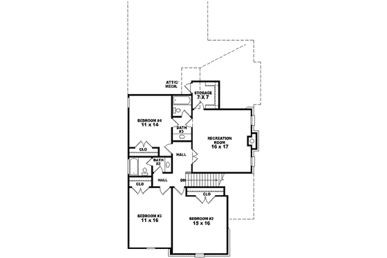 Floor Plan - Upper Floor for Bungalow House Plan #81-1025 - 4 bed, 3.5 bath