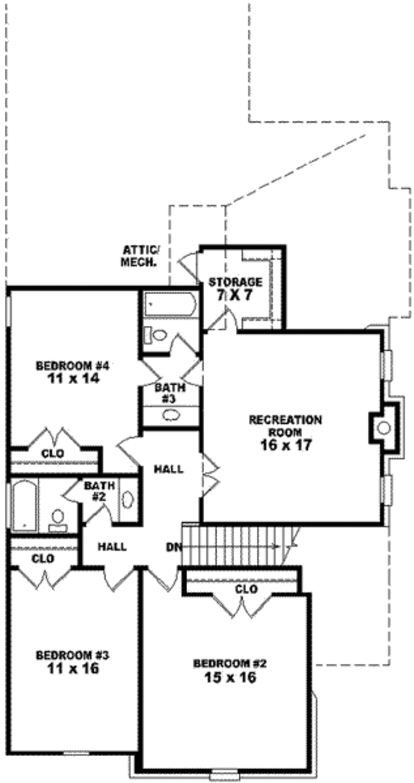 Bungalow Floor Plan - Upper Floor Plan #81-1025