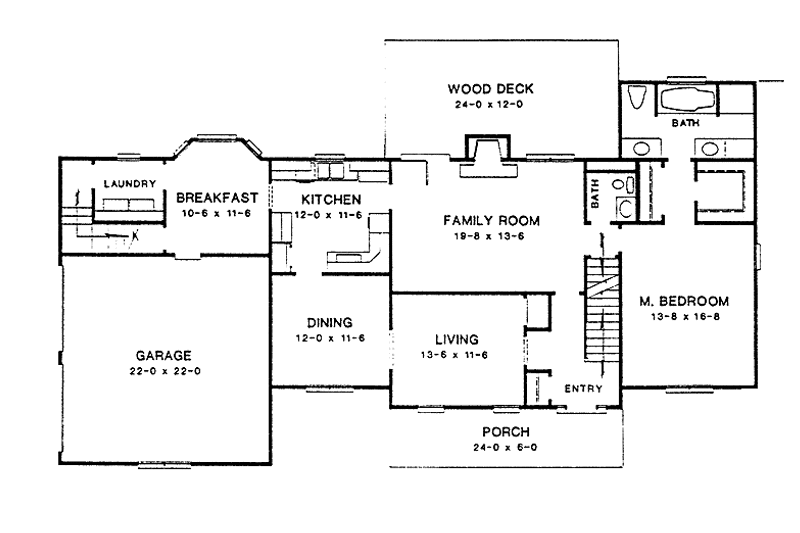 Home Plan - Floor Plan - Main Floor for Country House Plan #10-273 - 3 bed, 2.5 bath