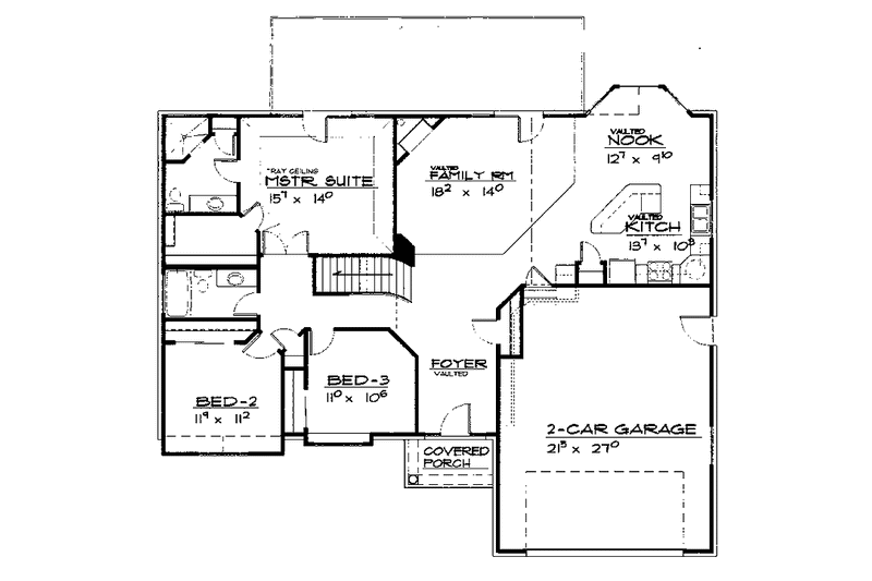 Home Plan - Floor Plan - Main Floor for Traditional House Plan #308-289 - 3 bed, 2 bath