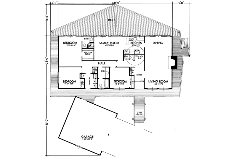 Dream House Plan - Floor Plan - Main Floor for Prairie House Plan #320-1337 - 3 bed, 2 bath