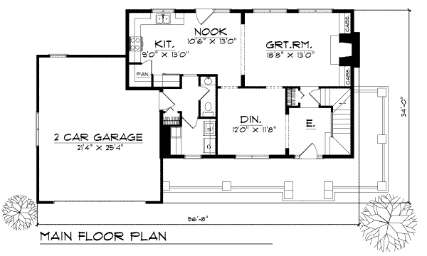 House Blueprint - Country Floor Plan - Main Floor Plan #70-253