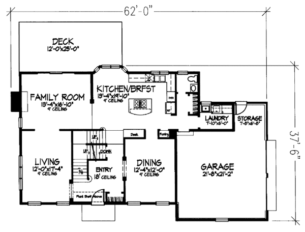 Home Plan - Colonial Floor Plan - Main Floor Plan #320-1053
