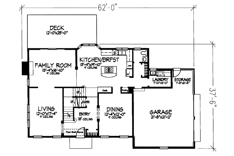 Architectural House Design - Floor Plan - Main Floor for Colonial House Plan #320-1053 - 4 bed, 2.5 bath