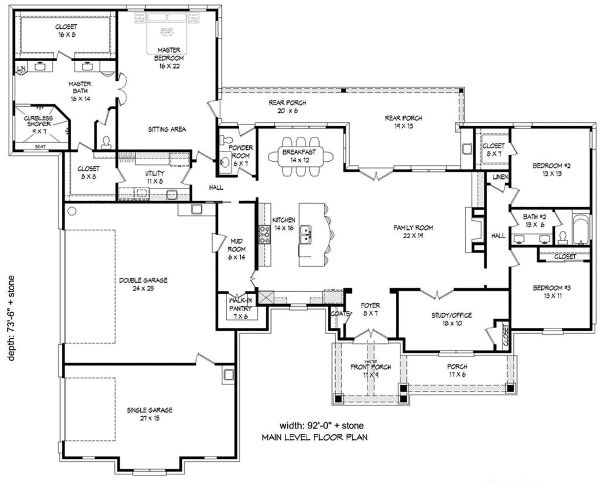 Dream House Plan - Country Floor Plan - Main Floor Plan #932-79