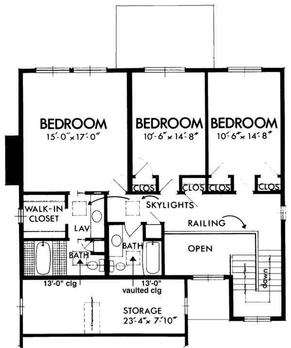 Architectural House Design - Prairie Floor Plan - Upper Floor Plan #320-1334