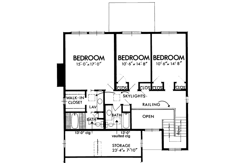 Home Plan - Floor Plan - Upper Floor for Prairie House Plan #320-1334 - 3 bed, 2.5 bath