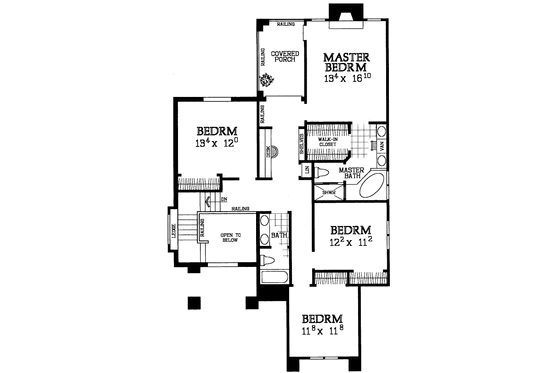 Floor Plan - Upper Floor for Contemporary House Plan #72-1096 - 4 bed, 2.5 bath