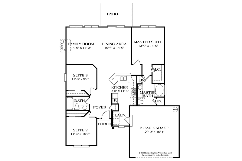 Home Plan - Floor Plan - Main Floor for Colonial House Plan #453-282 - 3 bed, 2 bath