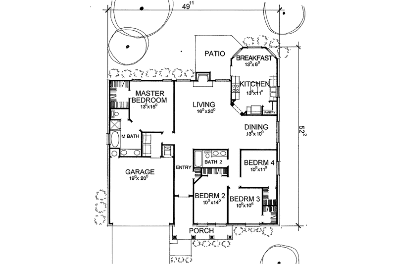 Home Plan - Floor Plan - Main Floor for Classical House Plan #472-101 - 4 bed, 2 bath