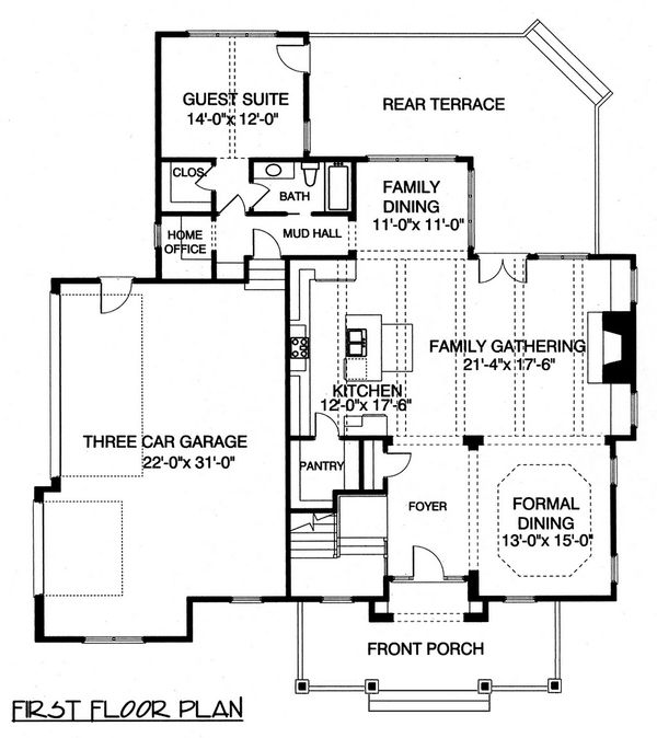 House Blueprint - Craftsman Floor Plan - Main Floor Plan #413-107