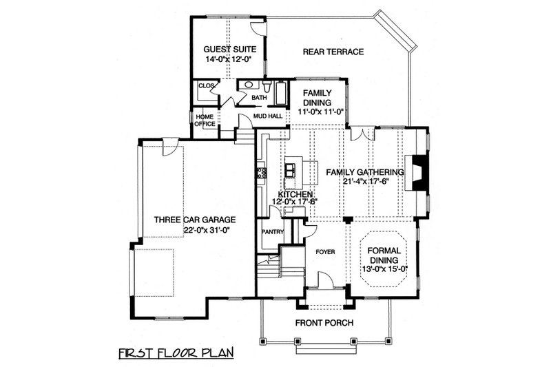 Dream House Plan - Floor Plan - Main Floor for Craftsman House Plan #413-107 - 4 bed, 4 bath
