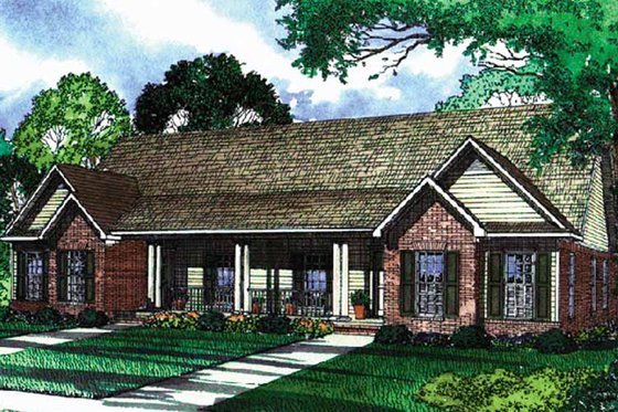 Exterior - Front Elevation 3 for Country House Plan #17-3159 - 6 bed, 4 bath