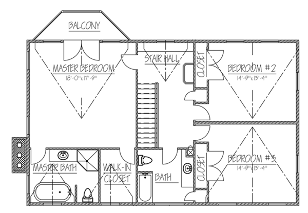 Architectural House Design - Colonial Floor Plan - Upper Floor Plan #1061-6